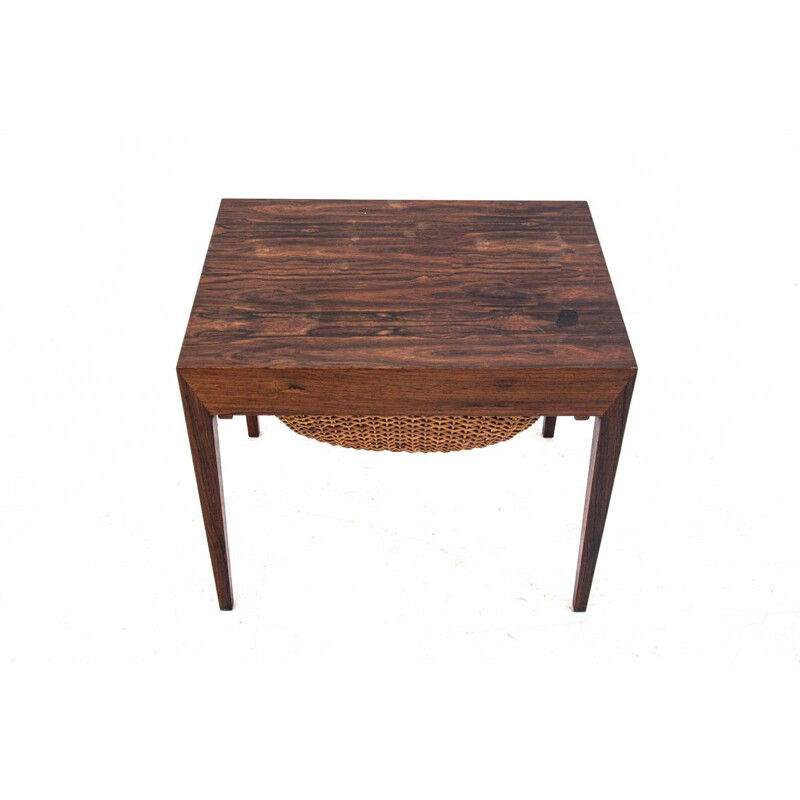 Vintage Rosewood thread table with basket Denmark 1960s