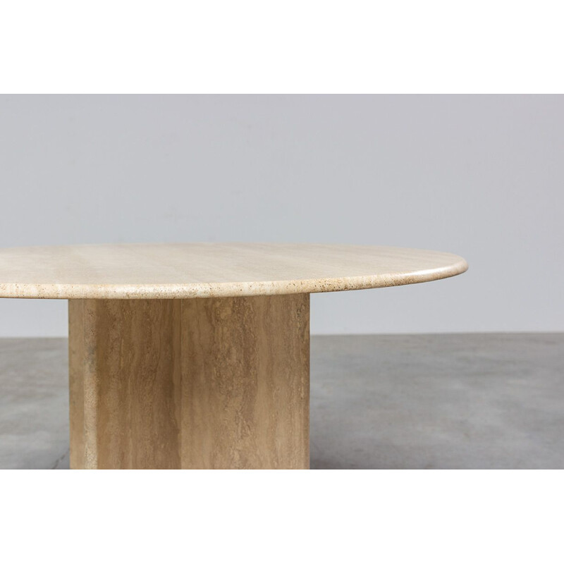 Vintage round Travertine Dining Table 1970s