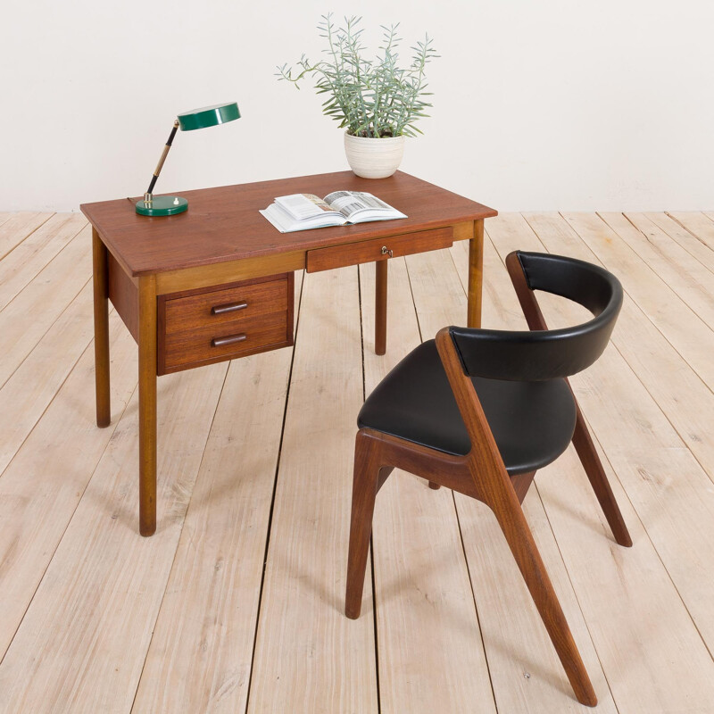Small mid century teak desk with 3 drawers Danish 1960s