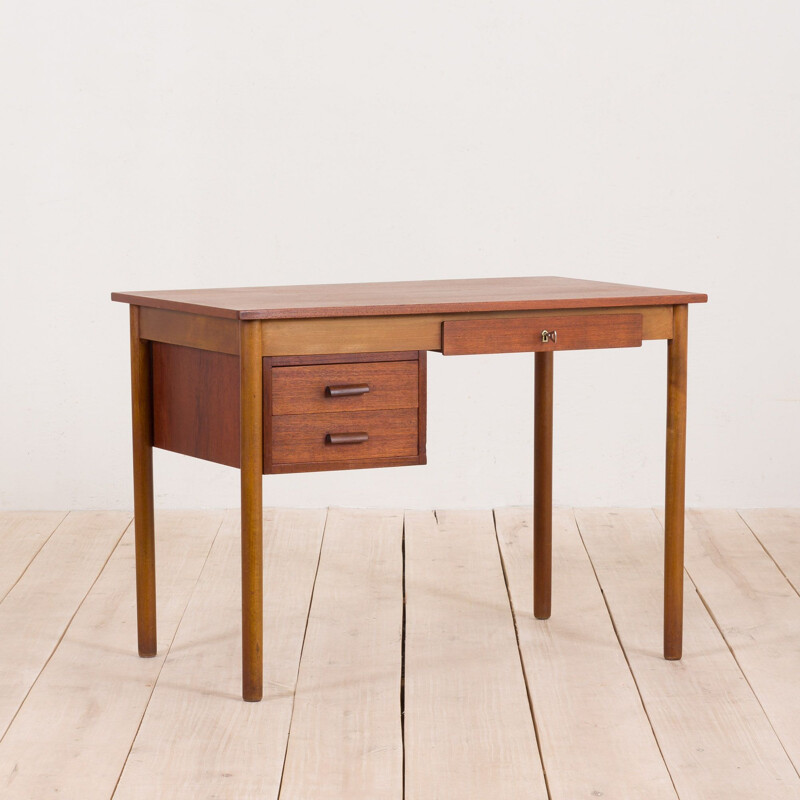 Small mid century teak desk with 3 drawers Danish 1960s