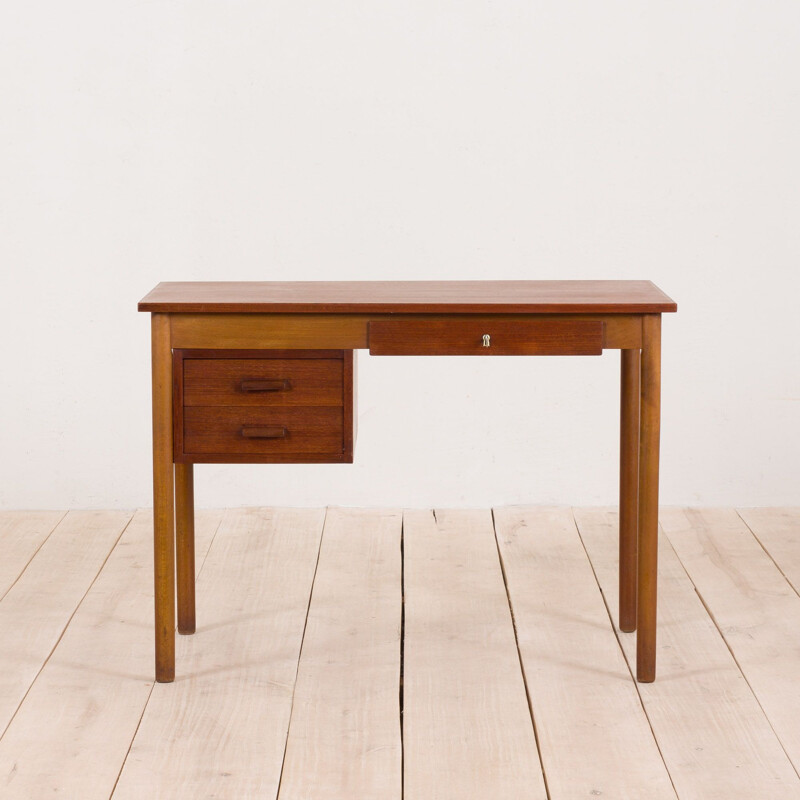 Small mid century teak desk with 3 drawers Danish 1960s