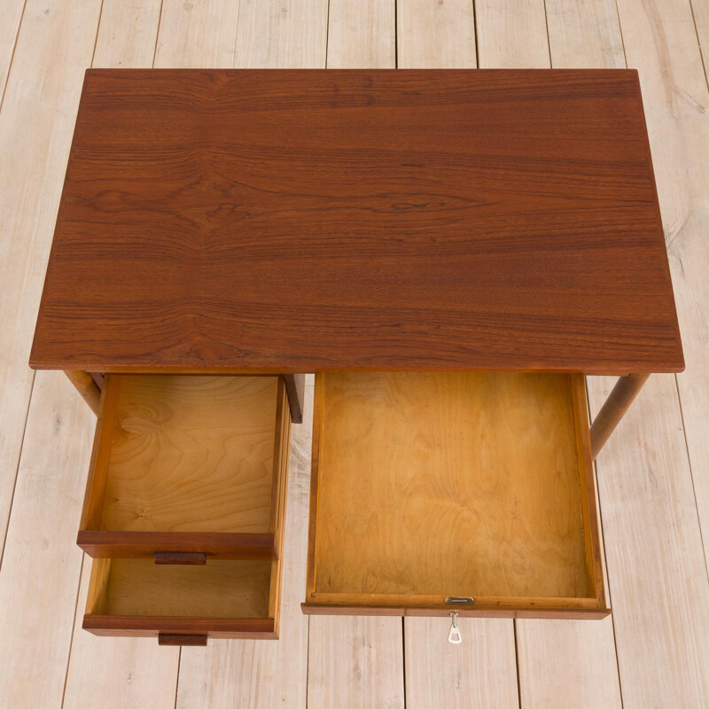 Small mid century teak desk with 3 drawers Danish 1960s