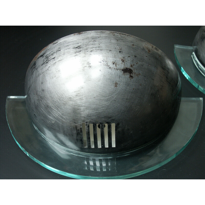 Ein Paar Vintage-Wandleuchten aus Metall und Plexiglas, 1970