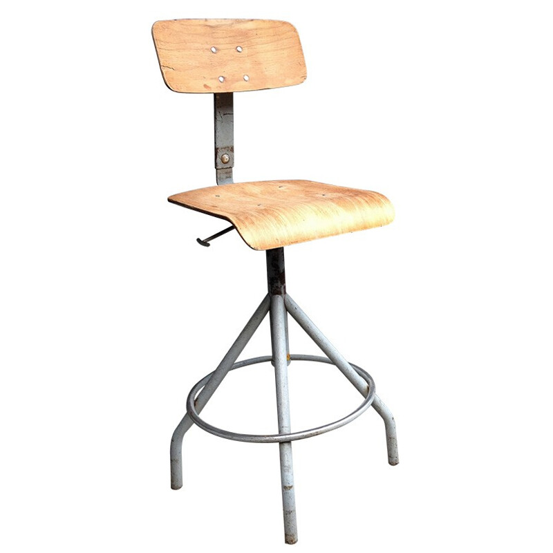 Vintage oak stool - 50s