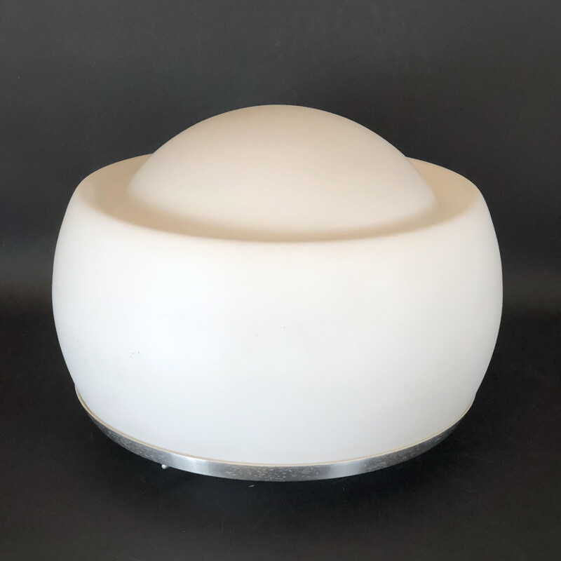 Vintage opaline glass table lamp by Pia Guidetti Crippa for Lumi Labeled Italy 1970s