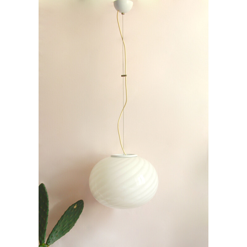 Vintage Calla Swirl Murano Ceiling Lamp Italy 1970s