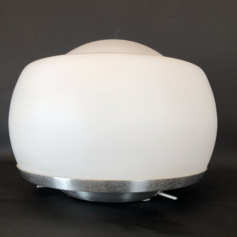 Vintage opaline glass table lamp by Pia Guidetti Crippa for Lumi Labeled Italy 1970s