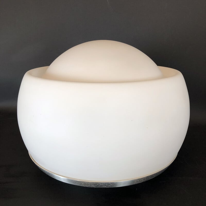 Vintage opaline glass table lamp by Pia Guidetti Crippa for Lumi Labeled Italy 1970s