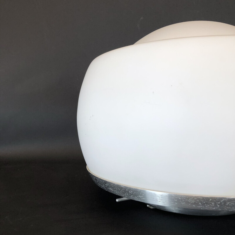 Vintage opaline glass table lamp by Pia Guidetti Crippa for Lumi Labeled Italy 1970s