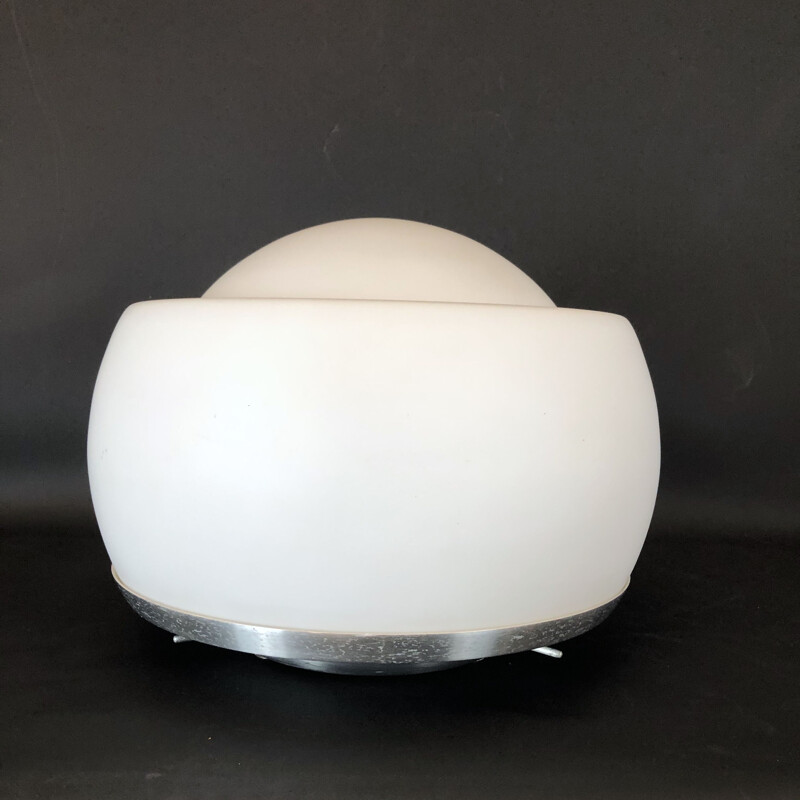 Vintage opaline glass table lamp by Pia Guidetti Crippa for Lumi Labeled Italy 1970s