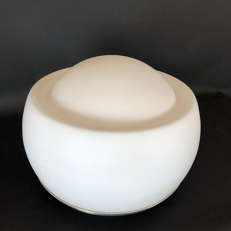 Vintage opaline glass table lamp by Pia Guidetti Crippa for Lumi Labeled Italy 1970s