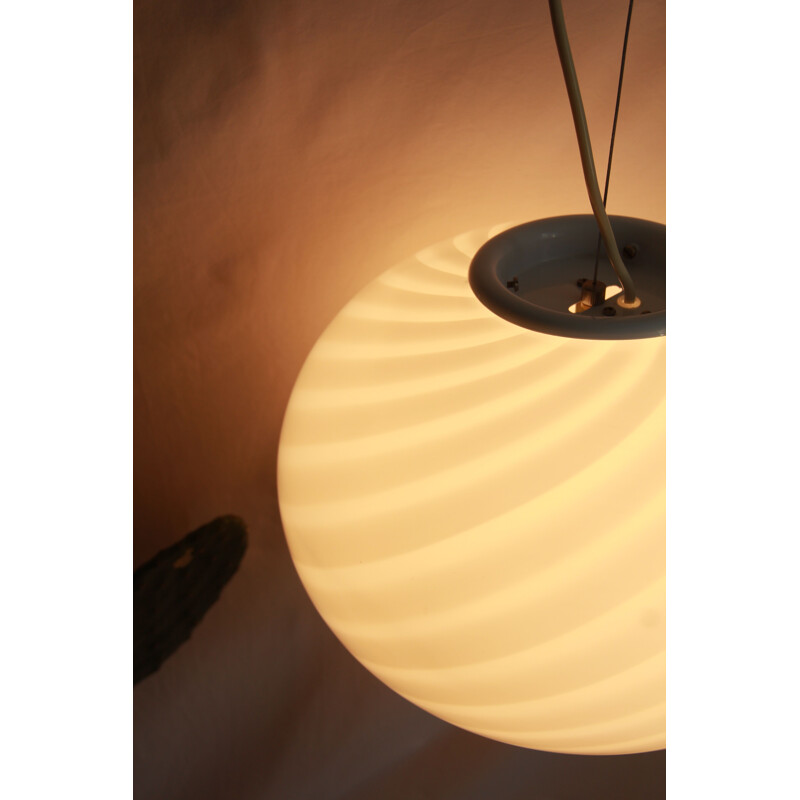 Vintage Calla Swirl Murano Ceiling Lamp Italy 1970s