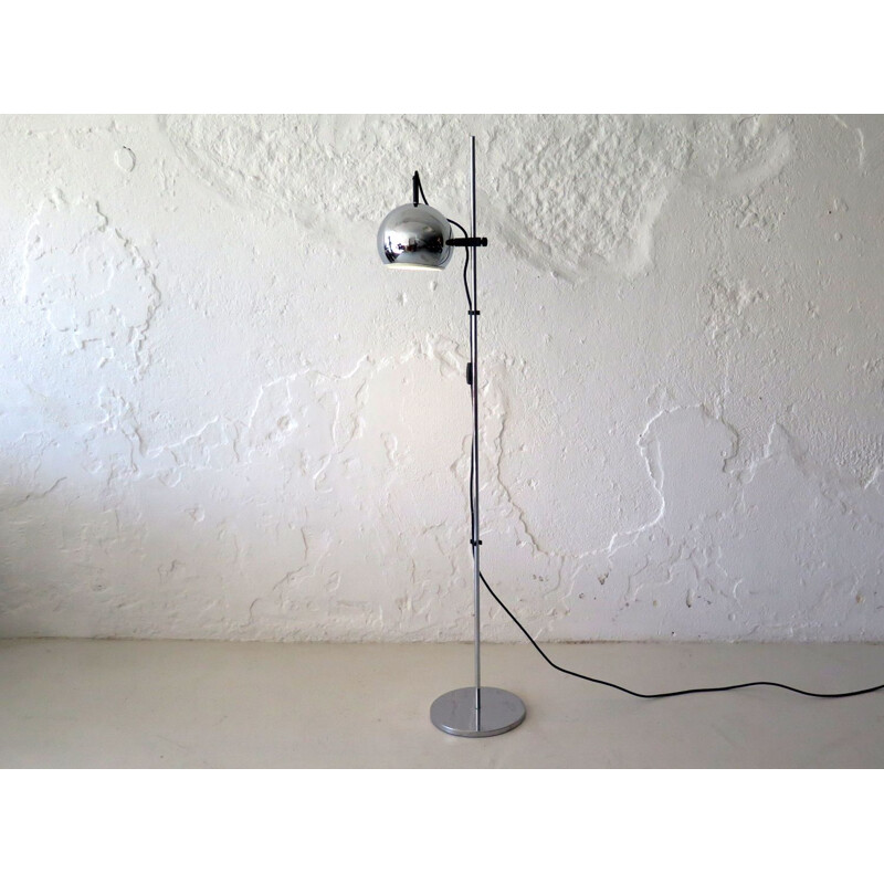 Vintage Chrome metal adjustable floor lamp 1970s