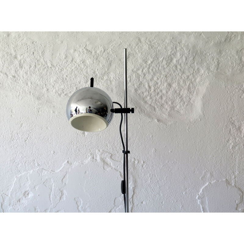 Vintage Chrome metal adjustable floor lamp 1970s