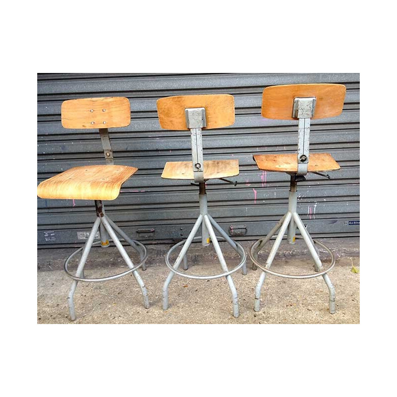 Vintage oak stool - 50s