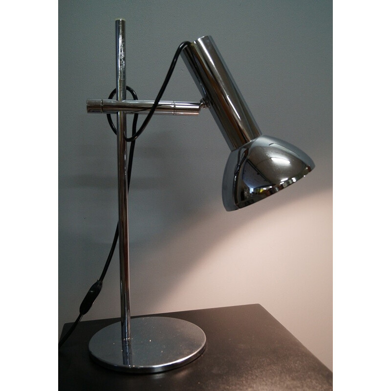Industrial table lamp in chromed metal - 1970s