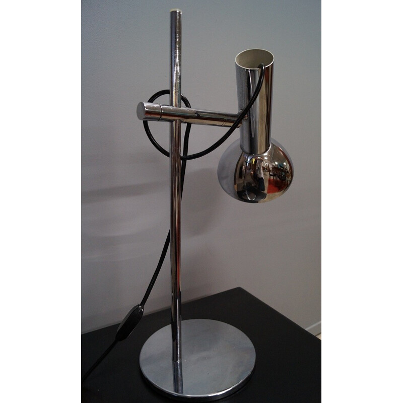 Lampe de table industrielle en métal chromé - 1970