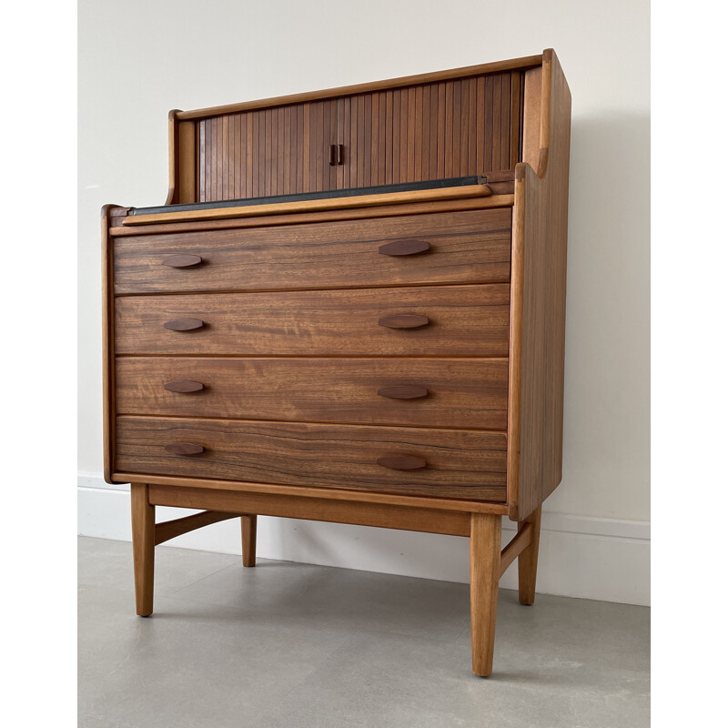 Mid Century Modern Walnut Teak Bureau  Desk by Welters of Wycombe 1960s