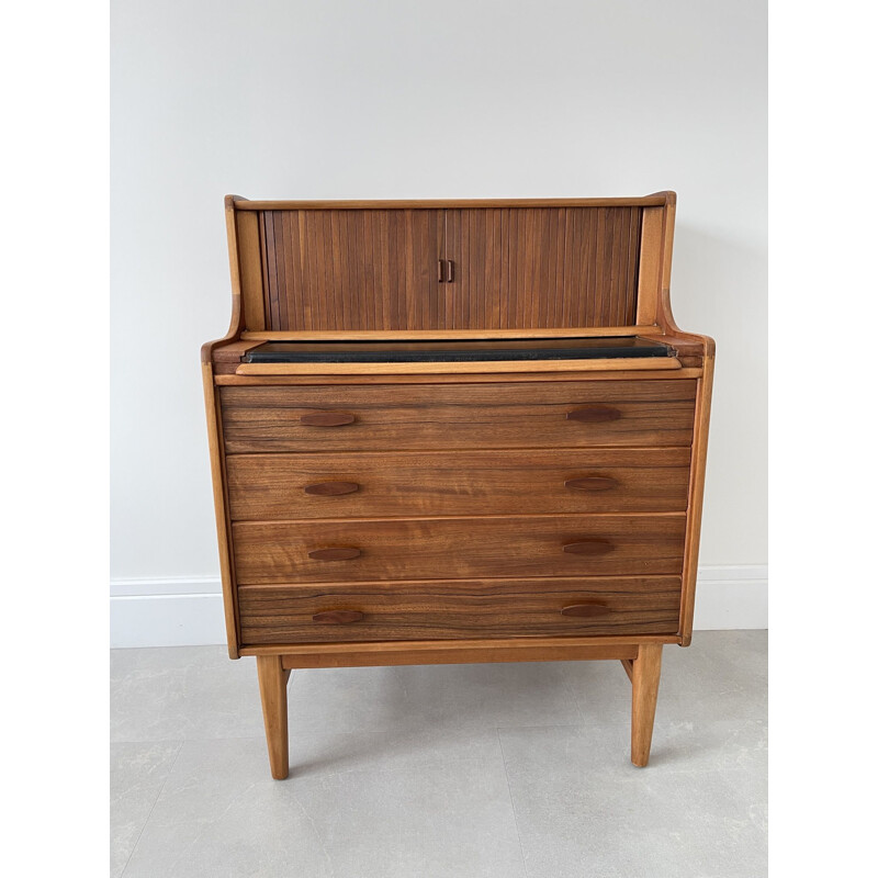 Mid Century Modern Walnut Teak Bureau  Desk by Welters of Wycombe 1960s