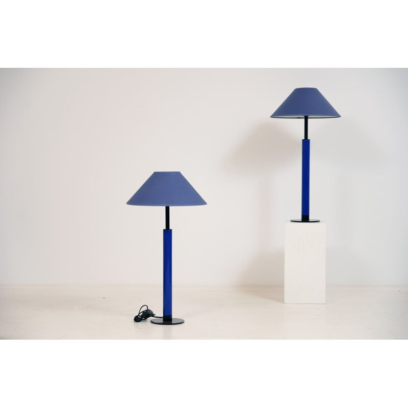 Pair of vintage Kostka blue lamps 1980s