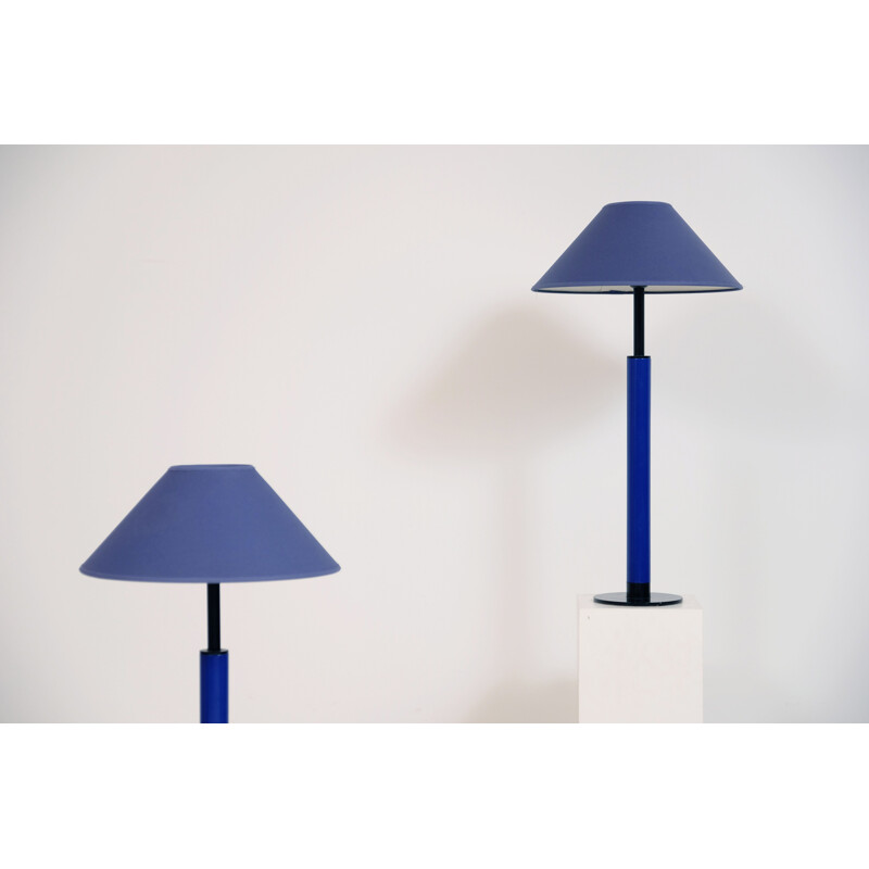 Paire de lampes vintage Kostka bleu 1980