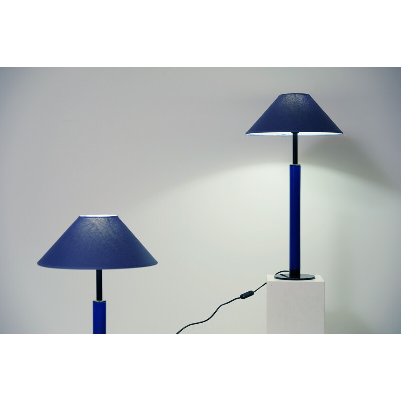 Pair of vintage Kostka blue lamps 1980s