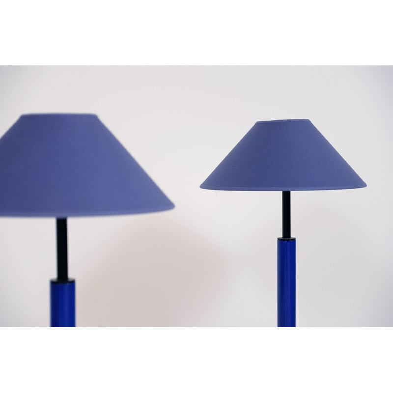 Pair of vintage Kostka blue lamps 1980s