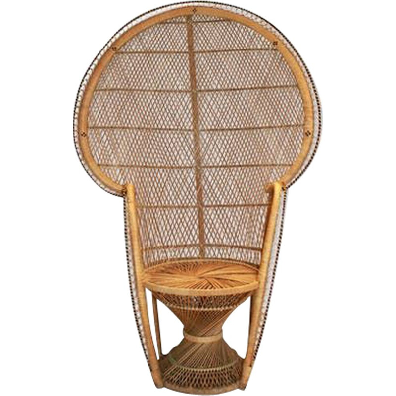 Vintage Emmanuelle armchair in natural rattan