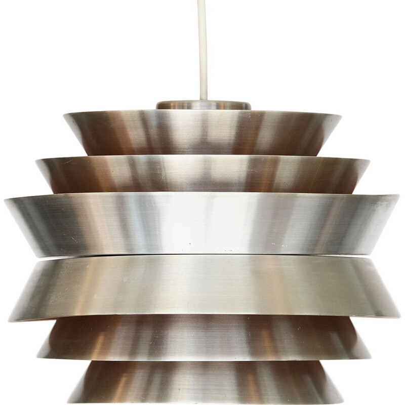 Vintage Pendant light Trava in brushed aluminium by Carl Thore for Granhaga Metallindustri Sweden 1960s