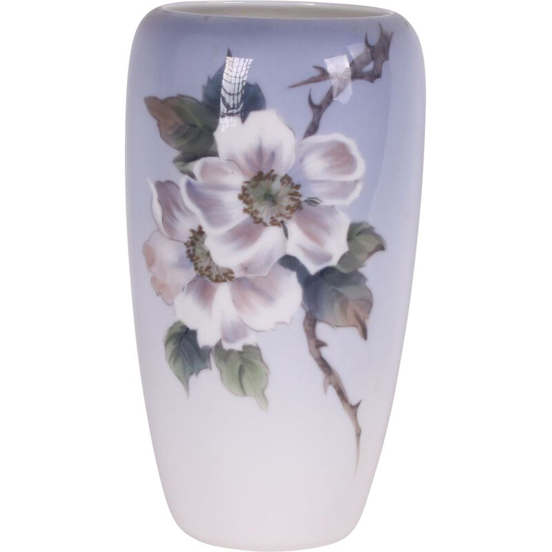 Vintage Royal Copenhagen Vase with roses Denmark 1980