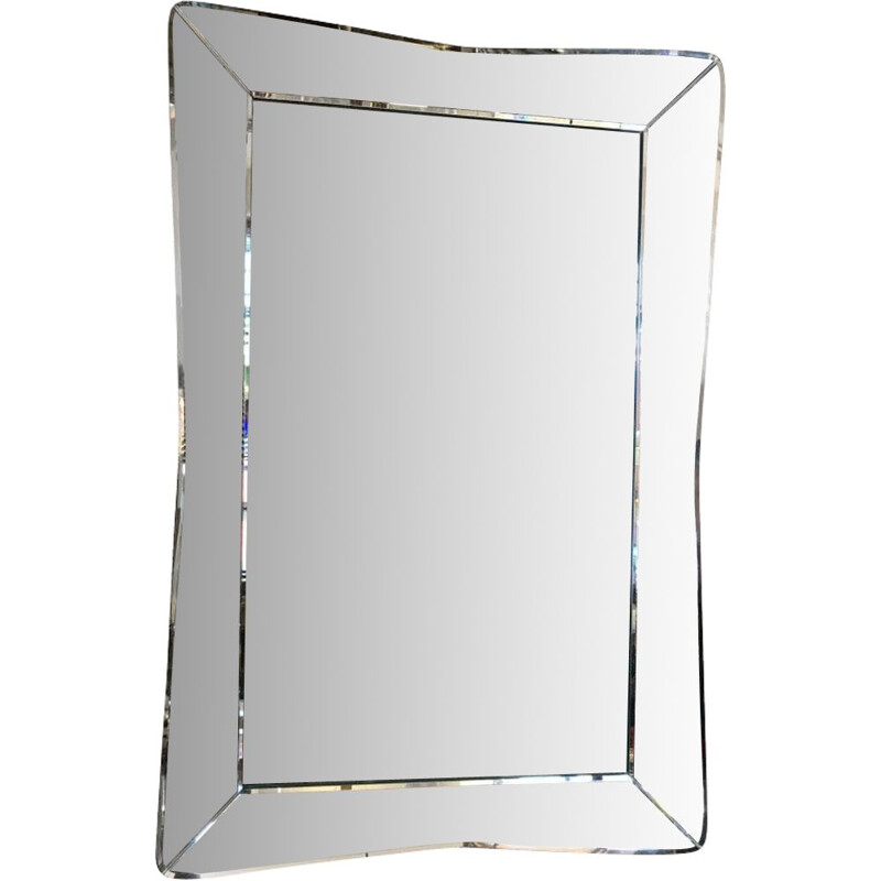 Vintage mirror with curved edges, USA 1950