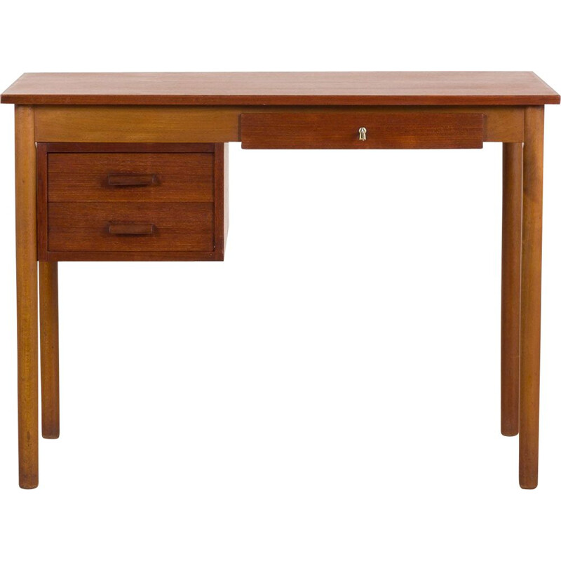 Small mid century teak desk with 3 drawers Danish 1960s