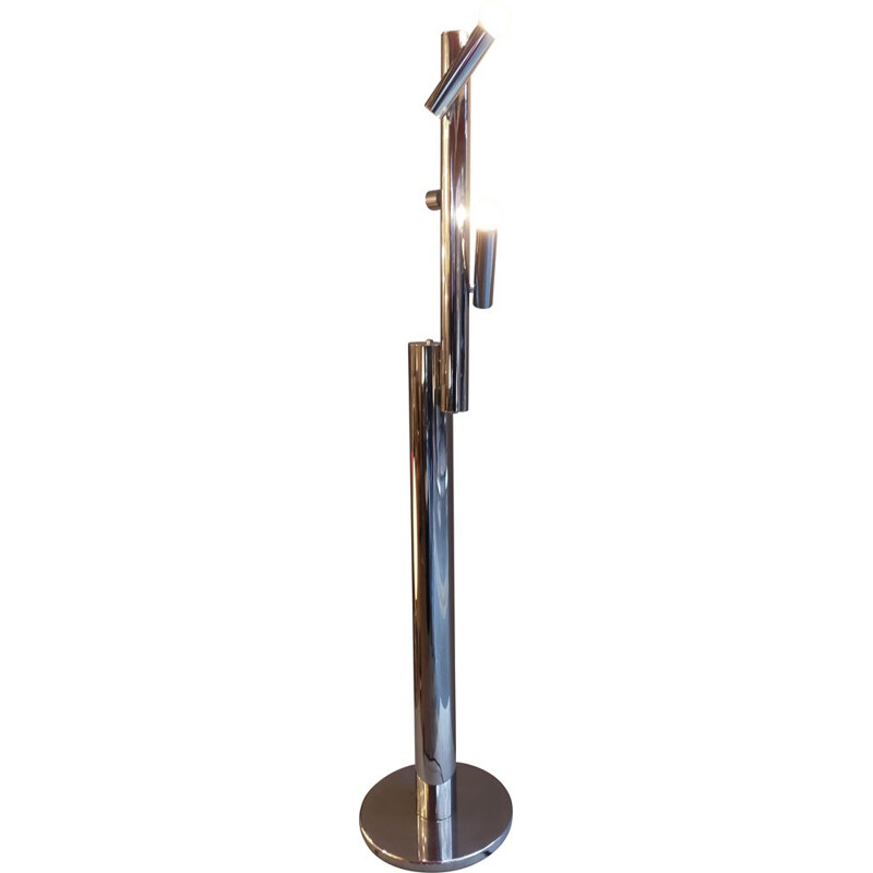 Lámpara de pie modernista vintage de metal cromado