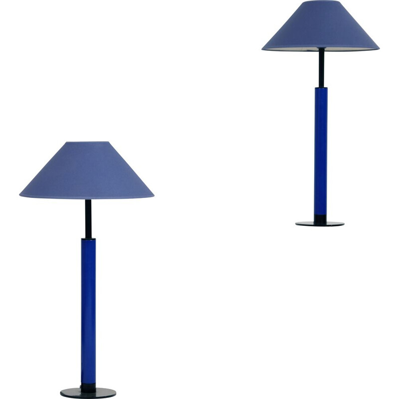 Paire de lampes vintage Kostka bleu 1980