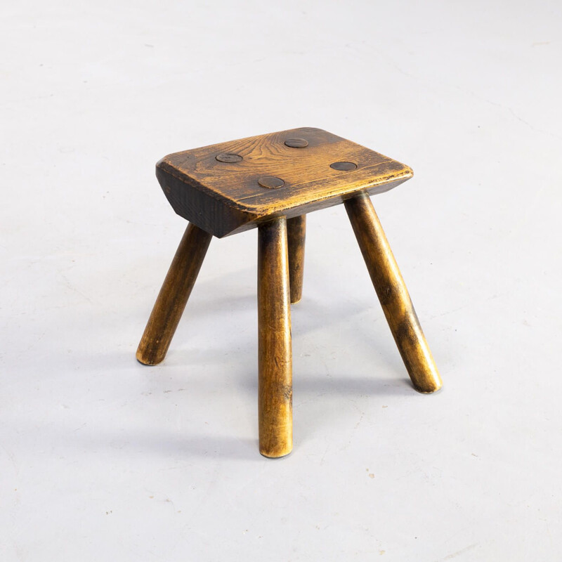 Tabouret vintage en bois de chêne 1930