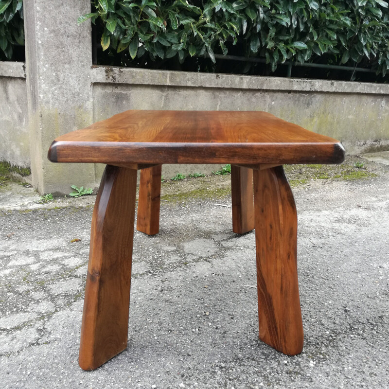 Vintage Brutalist coffee table in elm