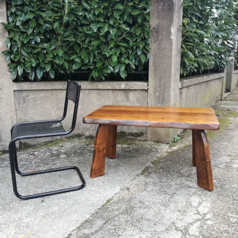 Vintage Brutalist coffee table in elm