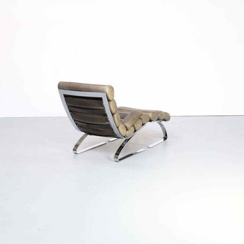 Vintage sinusoidal leather lounge chair by Reinhold Adolf and Hans-Jürgen Schräpfer for COR Germany 1976s