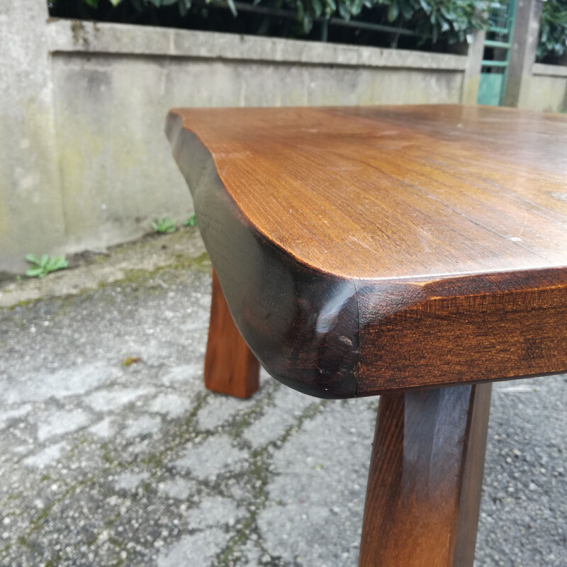 Vintage Brutalist coffee table in elm