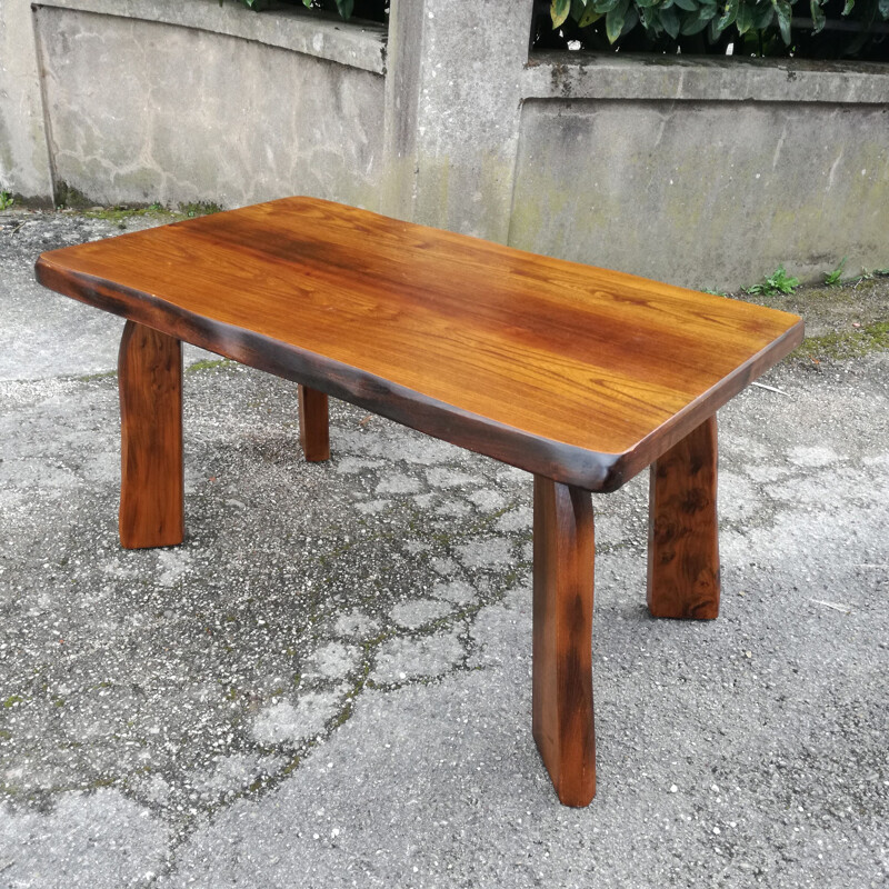 Vintage Brutalist coffee table in elm