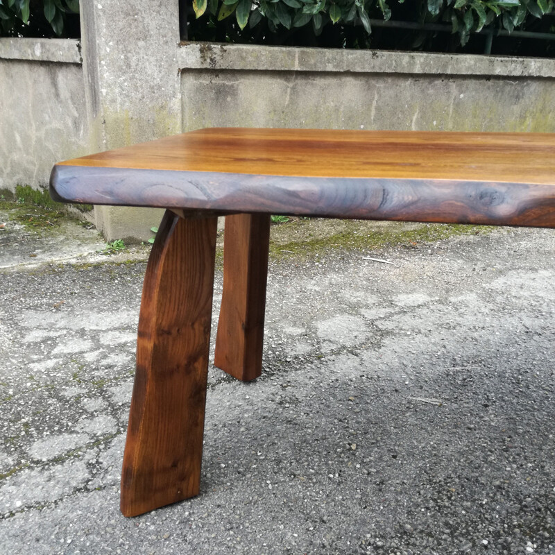 Vintage Brutalist coffee table in elm