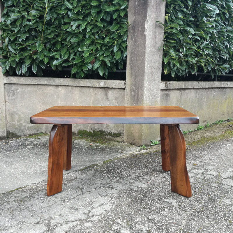 Vintage Brutalist coffee table in elm