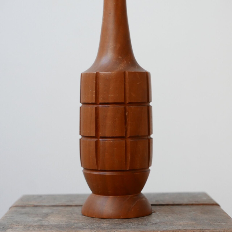 Lampada da tavolo singola in teak vintage 1970