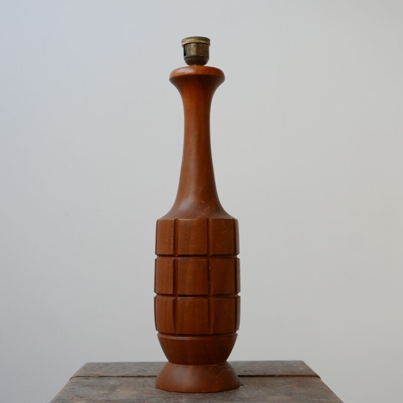 Lampada da tavolo singola in teak vintage 1970