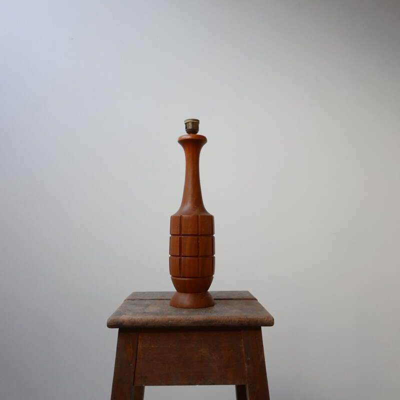 Vintage Teak Single Table Lamp 1970s