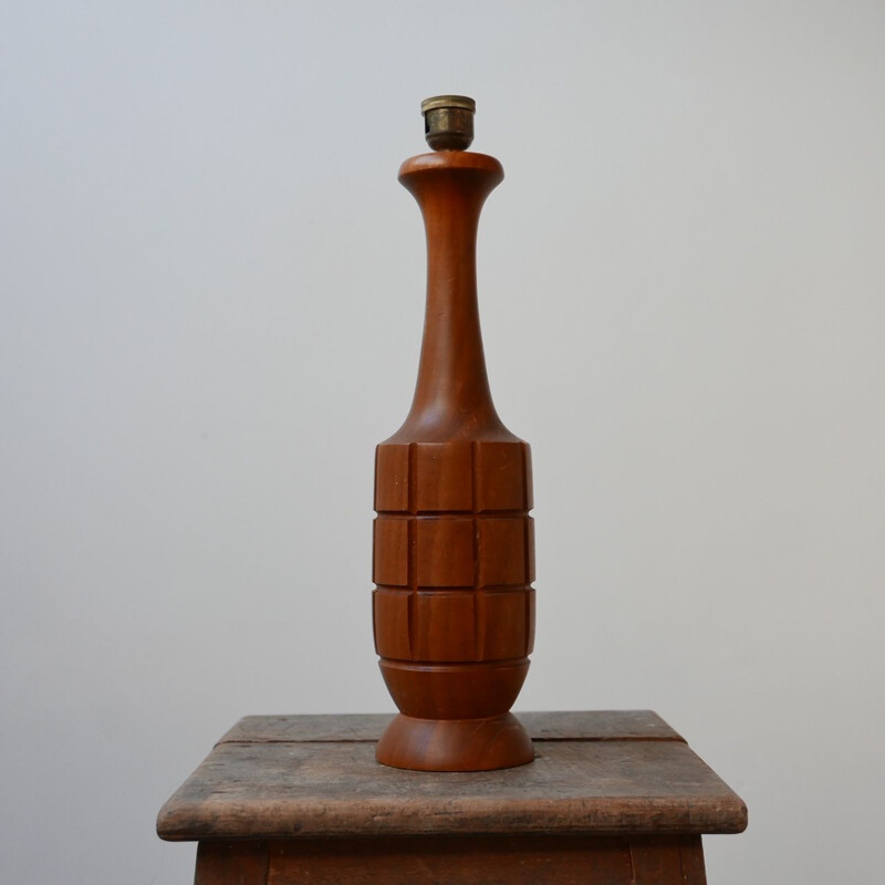 Vintage Teak Single Table Lamp 1970s