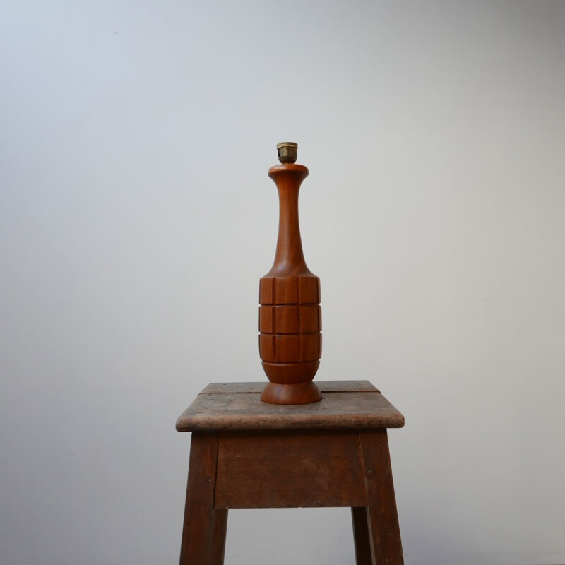 Lampada da tavolo singola in teak vintage 1970