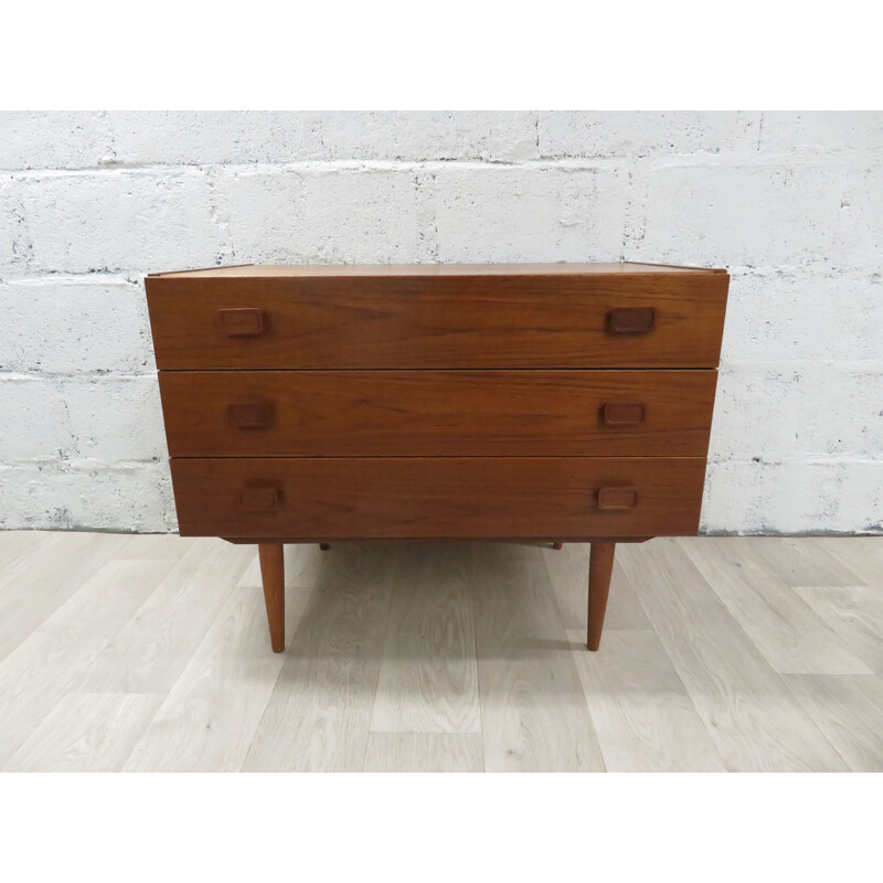 Vintage Denka Teak Low Chest of Drawers Scandinavian 1960s