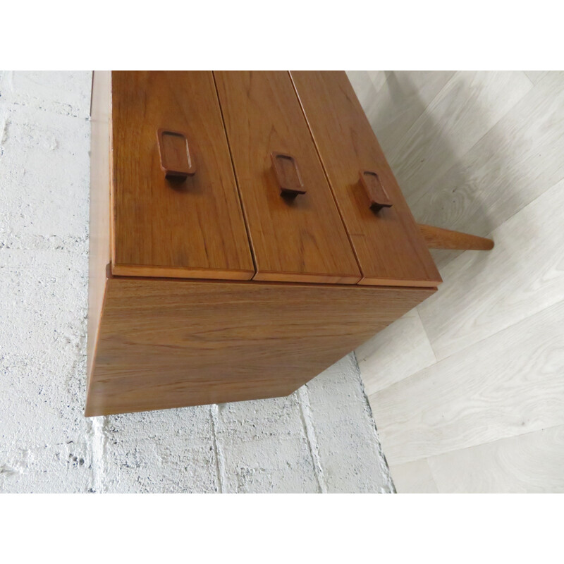 Vintage Denka Teak Low Chest of Drawers Scandinavian 1960s