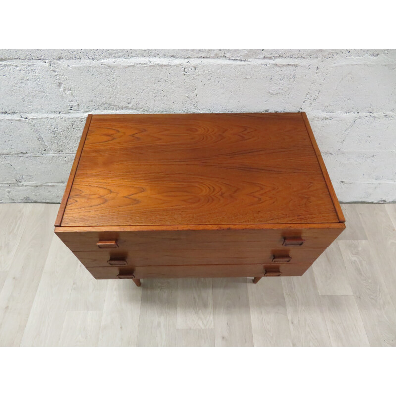 Vintage Denka Teak Low Chest of Drawers Scandinavian 1960s